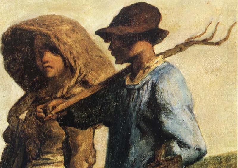 Detail of People go to work, Jean Francois Millet